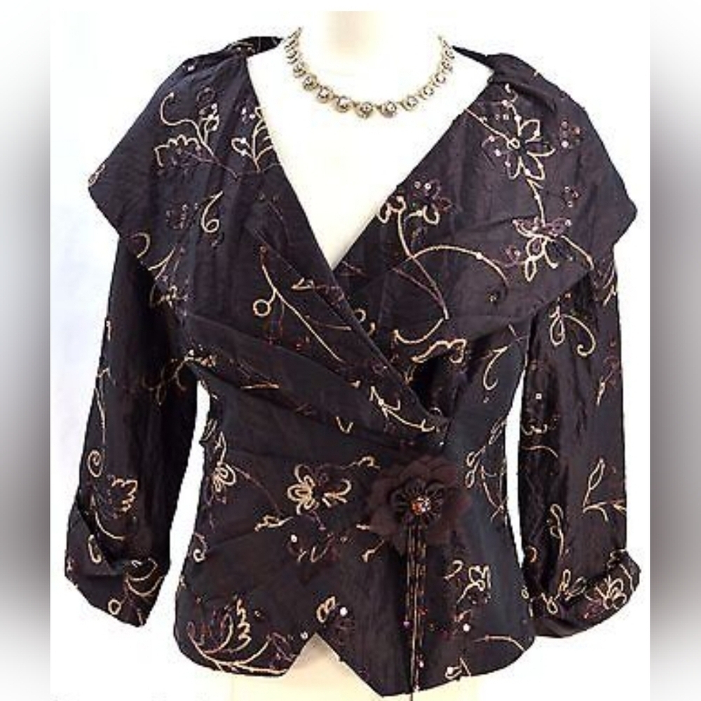 Jackie Jon New York Bead Top Blazer Blouse Occassions Shimmer Evening Black Tie